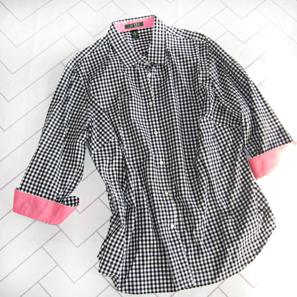Lauren Ralph Lauren Tops - Lauren Ralph Lauren Plus Size Black Gingham Shirt